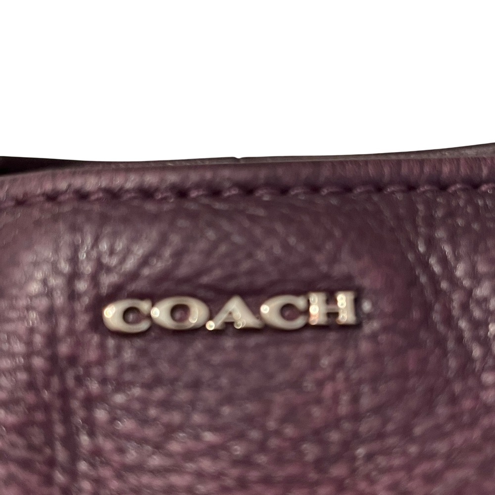 Coach Madison Phoebe Tote Pebbled Leather Plum Shoulder Bag Slouchy Zip Top - Picture 7 of 15